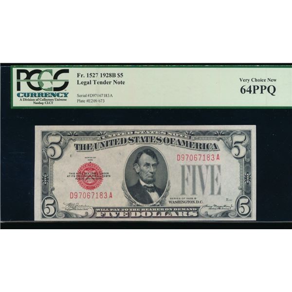 1928B $5 Legal Tender Note PCGS 64PPQ