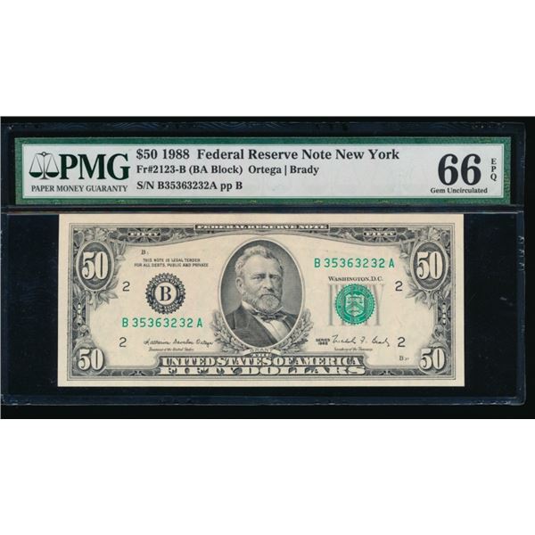 1988 $50 New York FRN PMG 66EPQ