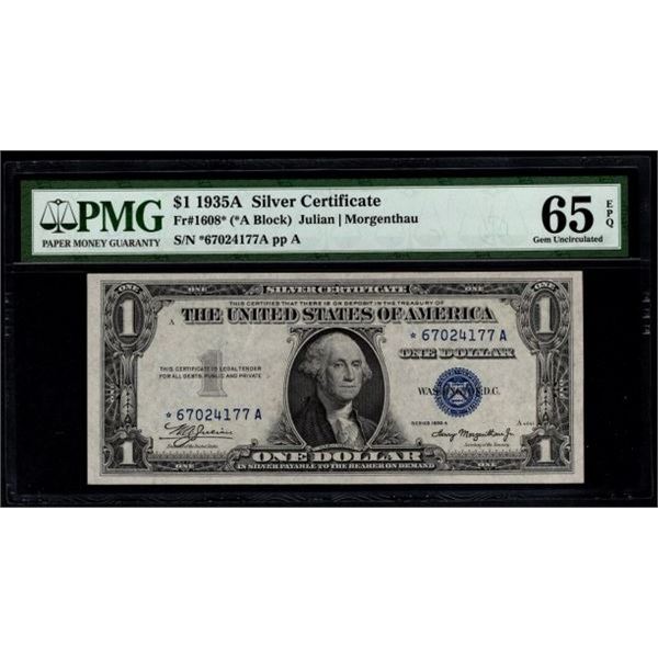 1935A $1 STAR Silver Certificate PMG 65EPQ