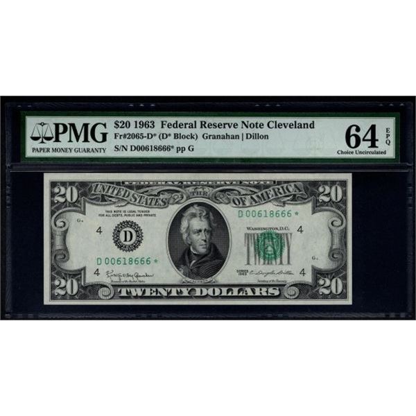 1963 $20 STAR Cleveland FRN PMG 64EPQ