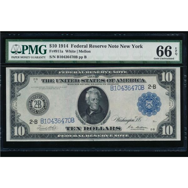 1914 $10 New York FRN PMG 66EPQ
