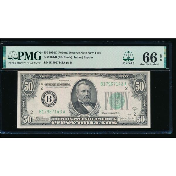 1934C $50 New York FRN PMG 66EPQ