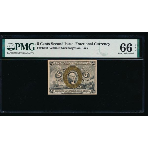 5 Cent Second Issue Fractional Note PMG 66EPQ