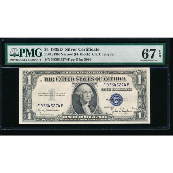 1935D $1 Silver Certificate PMG 67EPQ