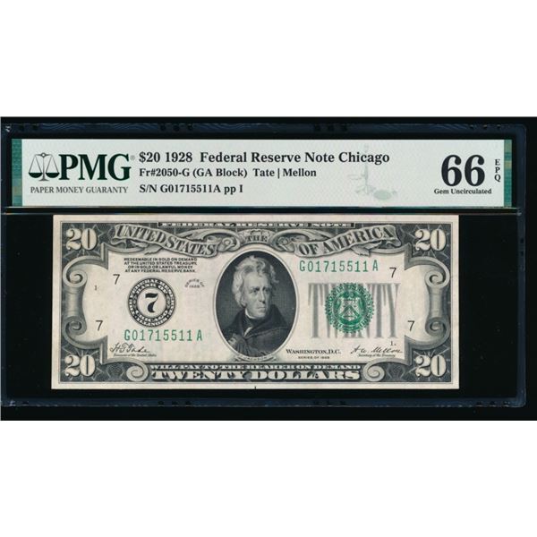 1928 $20 Chicago FRN PMG 66EPQ
