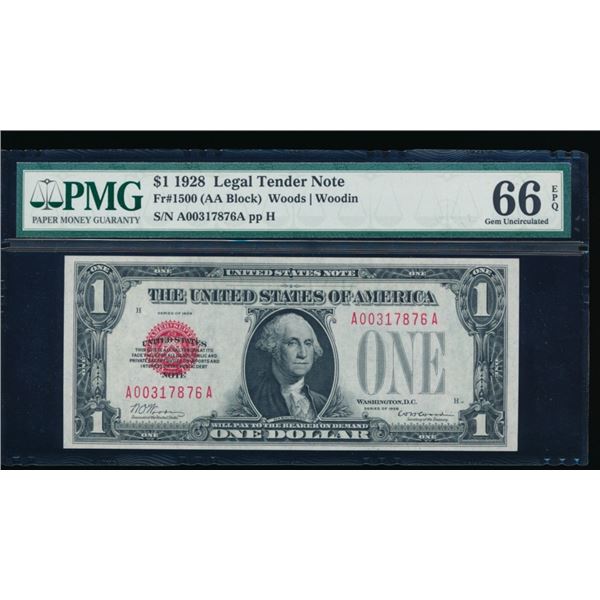 1928 $1 Legal Tender Note PMG 66EPQ