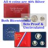 Image 1 : 1776-1976 Both Bicentennial silver sets proof and unc