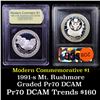 Image 1 : Proof 1991-S Mount Rushmore Modern Commem Dollar $1 Graded GEM++ Proof Deep Cameo By USCG