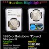 Image 1 : ***Auction Highlight*** NGC 1885-o Rainbow Toned Morgan Dollar $1 Graded ms65 By NGC (fc)