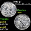 Image 1 : 1943-p Walking Liberty Half Dollar 50c Grades Select Unc