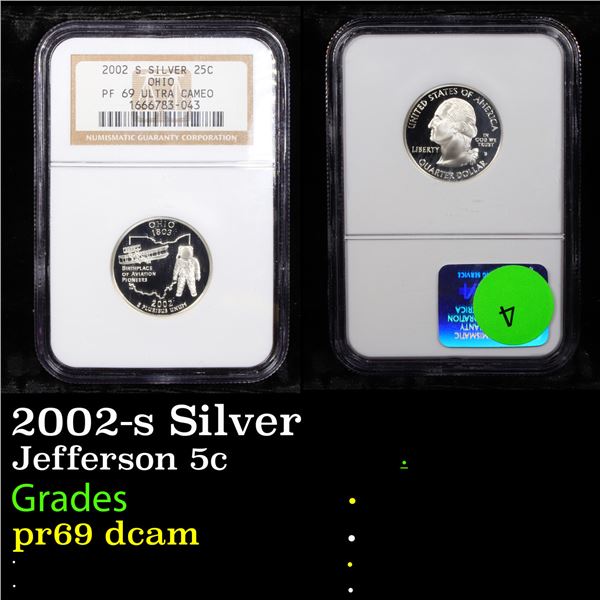 Proof NGC 2002-s Silver Jefferson Nickel 5c Graded pr69 dcam By NGC