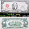 Image 1 : **Star Note** 1928F $2 Red Seal United States Note Grades vf+