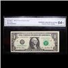 Image 2 : *Star Note* Series 2001 $1 Green Seal Federal Reserve Note St.Louis, Missouri Graded cu64* By CGA