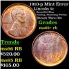 Image 1 : 1910-p Mint Error  Lincoln Cent 1c Grades Gem+ Unc RB