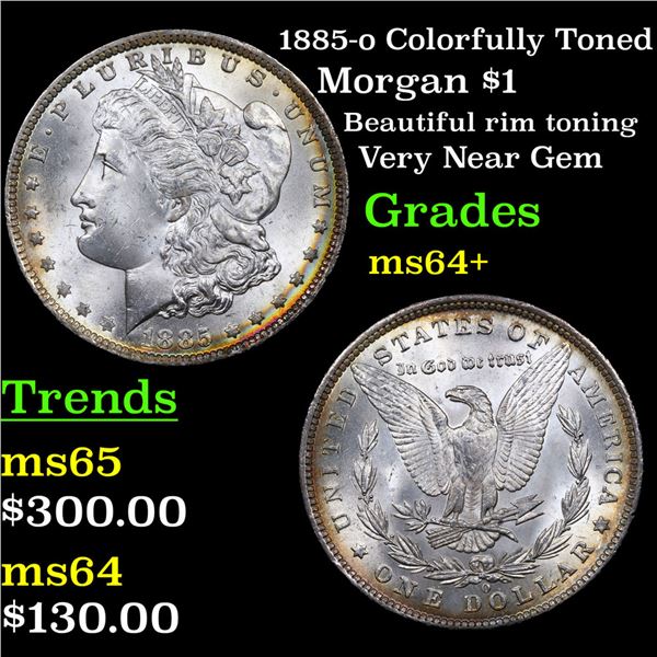 1885-o Colorfully Toned Morgan Dollar $1 Grades Choice+ Unc