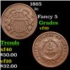 Image 1 : 1865 Two Cent Piece 2c Grades vf++