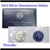 Image 1 : 1972-s Silver Uncirculated Eisenhower Dollar in Original Packaging with COA  "Blue Ike"