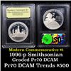 Image 1 : Proof 1996-P Smithsonian Institution Modern Commem Dollar $1 Graded GEM++ Proof Deep Cameo By USCG
