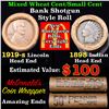 Image 1 : Mixed small cents 1c orig shotgun roll, 1919-s Wheat Cent, 1898 Indian cent other end, McDonalds Wra