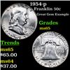 Image 1 : 1954-p Franklin Half Dollar 50c Grades GEM Unc