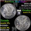 Image 1 : ***Auction Highlight*** 1921-d Morgan Dollar $1 Graded Choice Unc PL By USCG (fc)