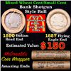 Image 1 : Mixed small cents 1c orig shotgun roll, 1857 Flying Eagle Cent, 1890 Indian cent other end, McDonald