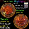 Image 1 : Proof ***Auction Highlight*** 1902 Indian Cent 1c Graded Gem++ proof RB By USCG (fc)