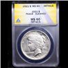 Image 2 : ANACS 1921-p Peace Dollar $1 Graded ms60 By ANACS
