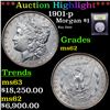 Image 1 : ***Auction Highlight*** 1901-p Morgan Dollar $1 Graded Select Unc By USCG (fc)