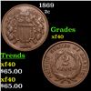 Image 1 : 1869 Two Cent Piece 2c Grades xf