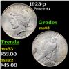 Image 1 : 1925-p Peace Dollar $1 Grades Select Unc