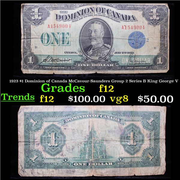 1923 $1 Dominion of Canada McCavour-Saunders Group 2 Series B King George V Grades f, fine