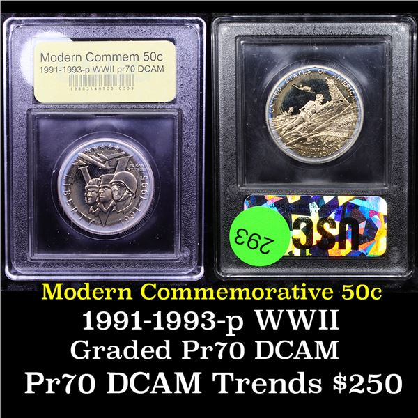 Proof 1991-1995-P WWII Modern Commem Half Dollar 50c Graded GEM++ Proof Deep Cameo By USCG