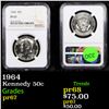 Image 1 : Proof NGC 1964 Kennedy Half Dollar 50c Graded pr67 By NGC