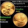 Image 1 : 2001-d Mint error Sacagawea Dollar $1 Grades Choice Unc
