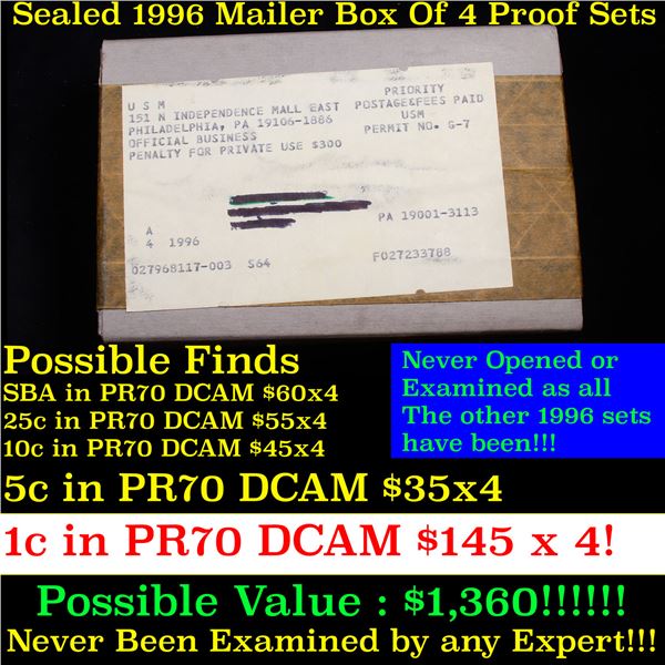 ***Auction Highlight*** Original sealed box 4- 1996 United States Mint Proof Sets (fc)