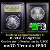 Image 1 : 1989-d Congress Modern Commem Dollar $1 Graded ms70, Perfection By USCG