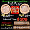 Image 1 : Mixed small cents 1c orig shotgun roll, 1918-s Wheat Cent, 1888 Indian cent other end, McDonalds Wra