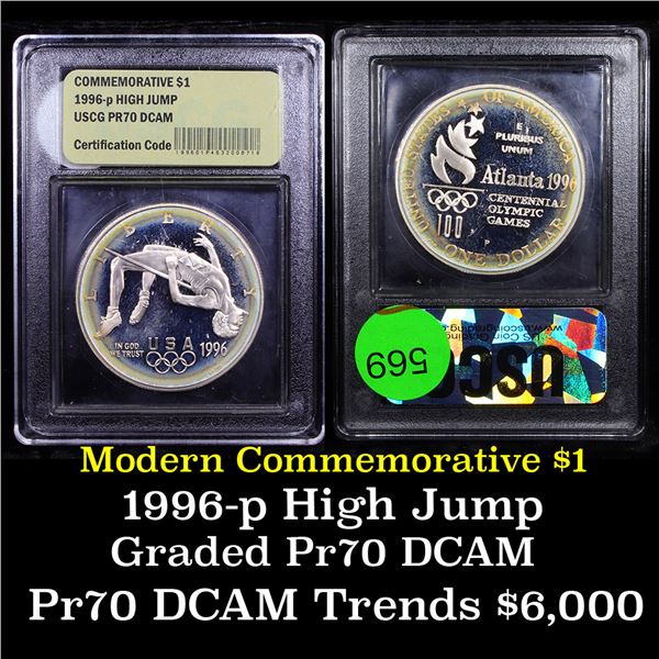 Proof 1996-P Olympics High Jump Modern Commem Dollar $1 Graded GEM++ Proof Deep Cameo By USCG