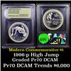 Image 1 : Proof 1996-P Olympics High Jump Modern Commem Dollar $1 Graded GEM++ Proof Deep Cameo By USCG