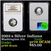 Image 1 : Proof NGC 2002-s Silver Indiana Washington Quarter 25c Graded pr69 dcam By NGC