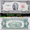 Image 1 : *Star Note* 1953A $2 Red Seal United States Note Grades Select AU