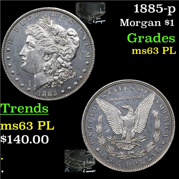 1885-p Morgan Dollar $1 Grades Select Unc PL