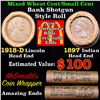 Image 1 : Mixed small cents 1c orig shotgun roll, 1918-d Wheat Cent, 1897 Indian cent other end, McDonalds Wra