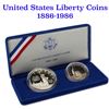 Image 1 : (2) Two Modern Commems 1986-p Statue of Liberty proofs Silver Dollar and half orig box w/coa