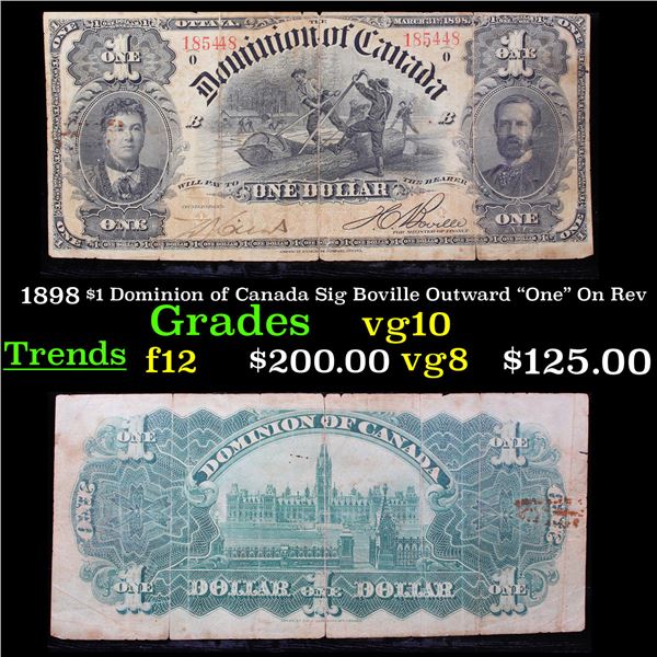 1898 $1 Dominion of Canada Sig Boville Outward "One" On Rev Grades vg+