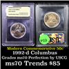 Image 1 : 1992-d Columbus Modern Commem Half Dollar 50c Graded ms70, Perfection By USCG
