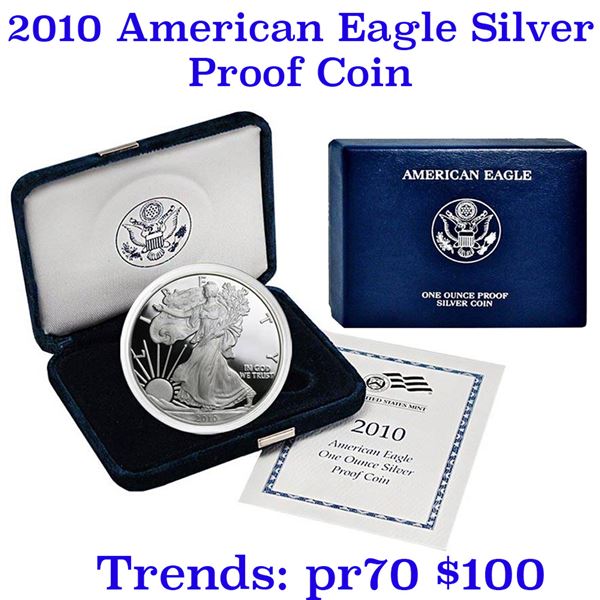 2010-w 1 oz .999 fine Proof Silver American Eagle orig box w/COA