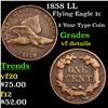 Image 1 : 1858 LL Flying Eagle Cent 1c Grades vf details