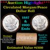 Image 1 : ***Auction Highlight*** Morgan/Peace $1 Mixed Roll Shotgun Wrapper 1887 & 1900 Ends (fc)